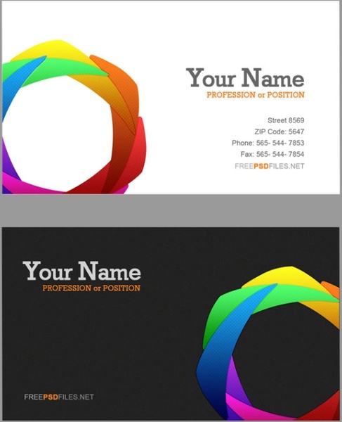 free psd business cards delicate color wheel business card