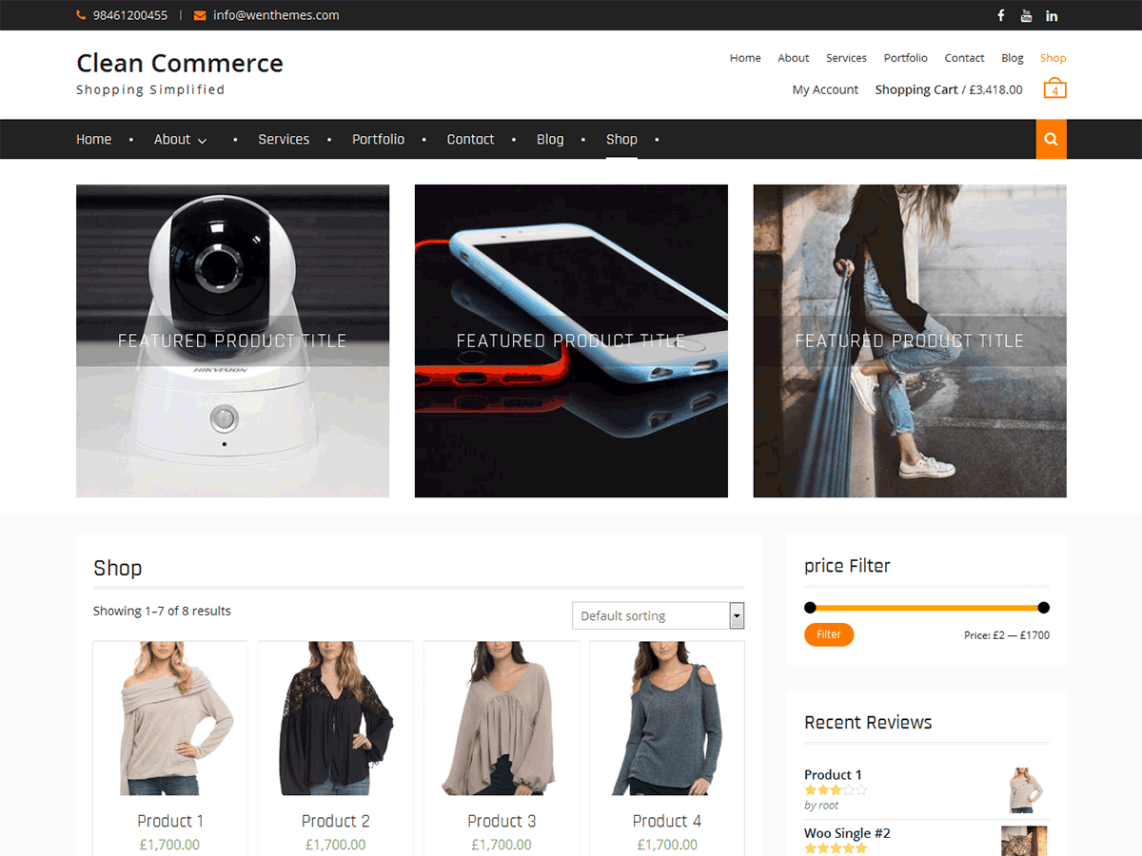 free wordpress theme clean commerce